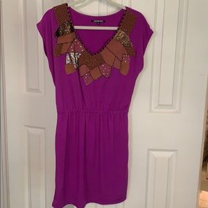 Beaded/sequined neckline dress